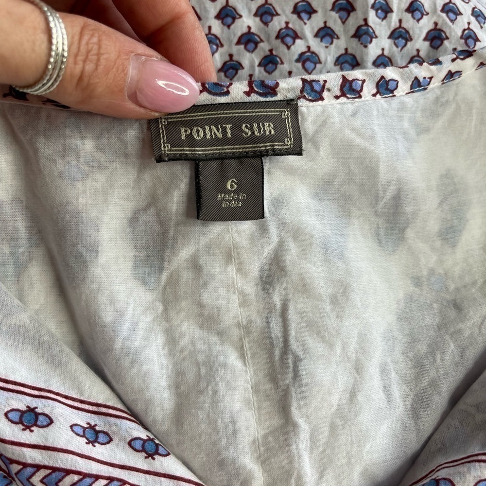 J Crew Floral Paisley Cotton Peasant Top In Bright Periwinkle size 6 - Picture 15 of 16